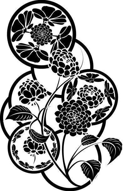 黑色与花朵的设计元素图片下载