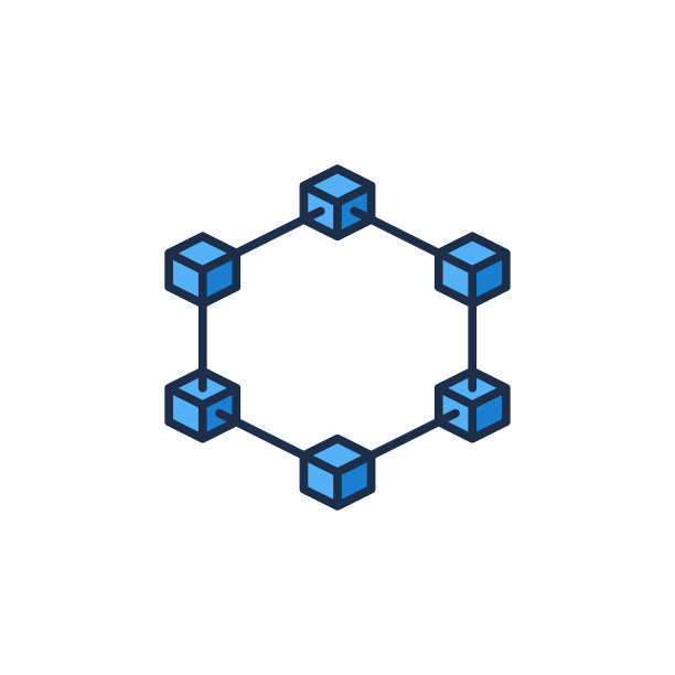 区块链概念蓝色图标或区块链图片下载