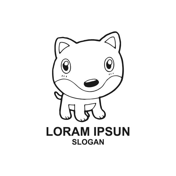 可爱有趣的狗狗标志抽象标志设计图片下载