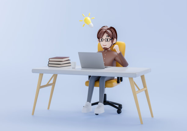 3D插画：充满自信并提出创意的办公室工作人员图片下载