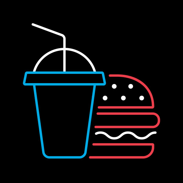 汉堡和软饮料隔离在黑色图片下载