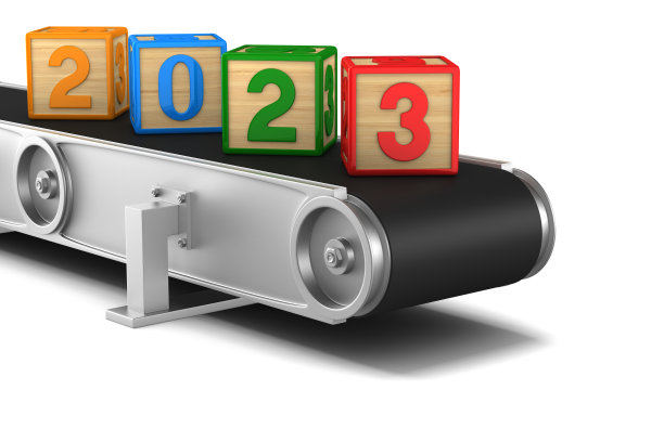 2023年。传送带在白色背景上。孤立的3 d演示图片下载