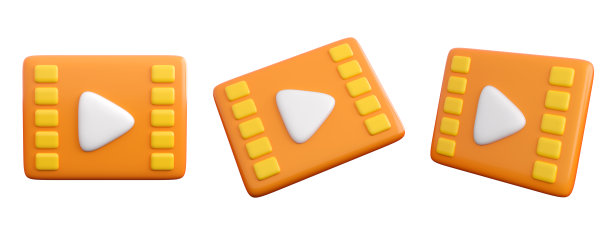 3d播放视频图标与电影院框架。图片下载