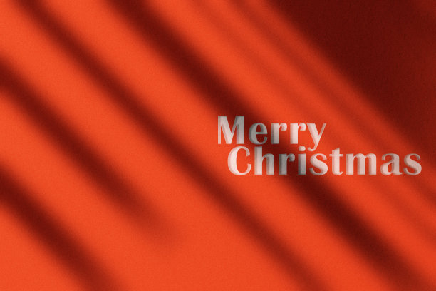 红色墙壁上圣诞快乐文字的圣诞插画设计。图片下载