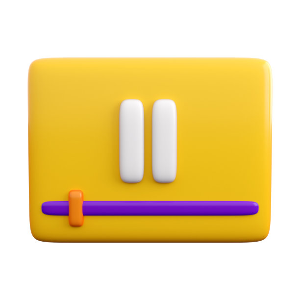 3d停止视频图标与滚动条。播放，流媒体视频，社交媒体或多媒体的概念。高质量的独立3d渲染图片下载