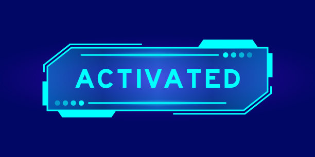 未来的hud横幅，有文字激活的用户界面屏幕上的蓝色背景图片下载