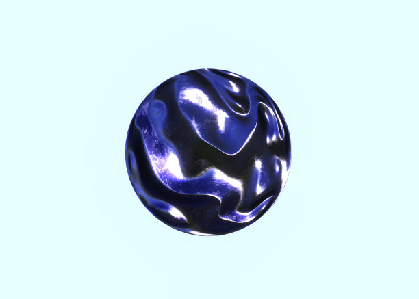 三维渲染有机球在曲线波平滑和柔软的生物形式在光滑的材料。图片下载