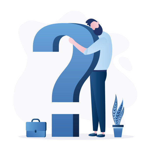 商人抱着大大的问号。解决问题,头脑风暴。寻找新的想法。想象力,创造力。帅经理思考。穿着时髦的男员工。图片下载