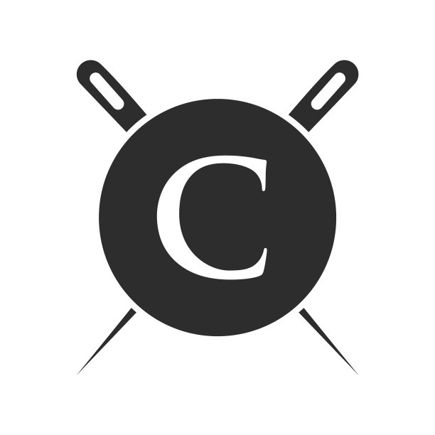 字母c裁缝标志针和线图片下载