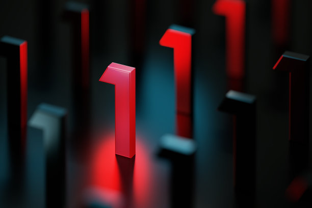 红色数字1在黑色背景的黑色数字中发光图片下载