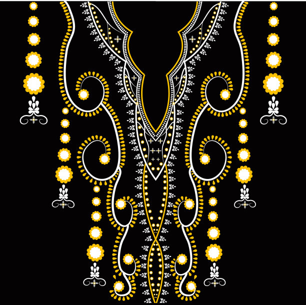 传统几何民族刺绣领口图片下载