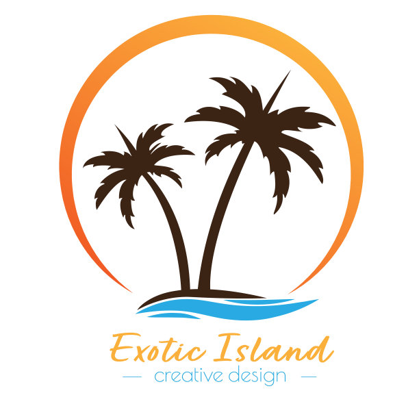 一个异国情调的岛屿模板标志贴纸图片下载