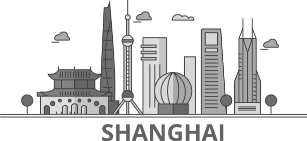 中国上海城市天际线孤立图片下载