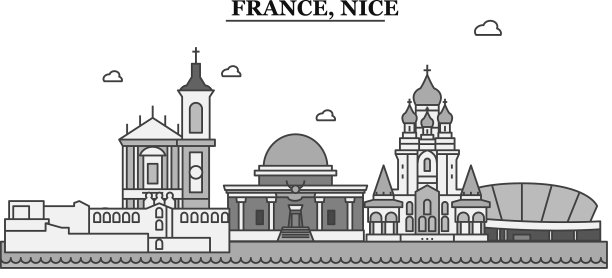 法国尼斯城市天际线孤立图片下载