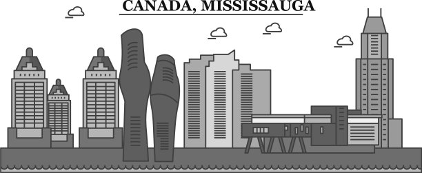 加拿大密西索加市天际线孤立图片下载