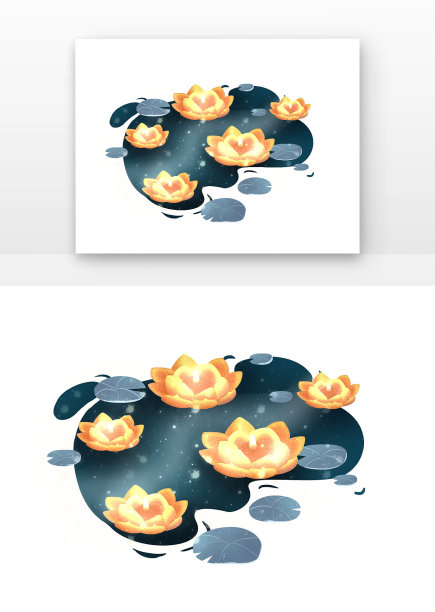 唯美河灯场景元素图片下载