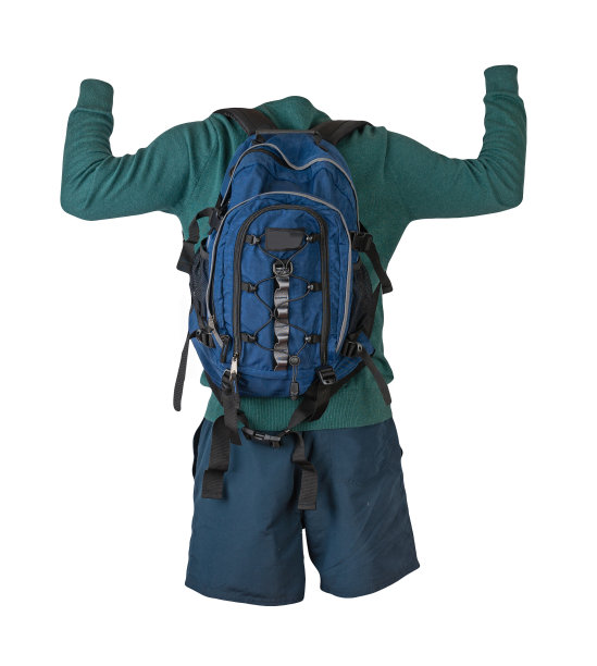 背包，短裤，白色背景的毛衣。图片下载