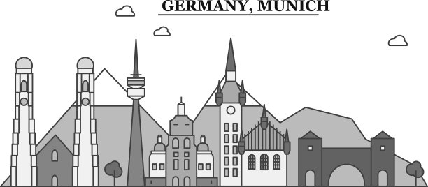 德国慕尼黑城市天际线孤立图片下载