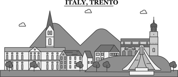 意大利特伦托城市天际线孤立图片下载