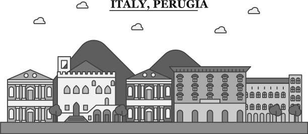 意大利佩鲁贾市天际线孤立图片下载