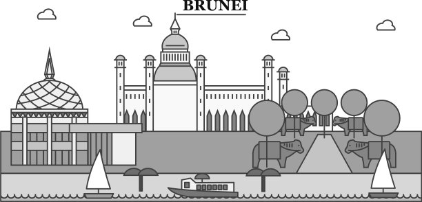 文莱城市天际线孤立图片下载