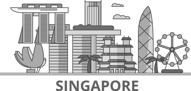 新加坡城市天际线孤立图片下载