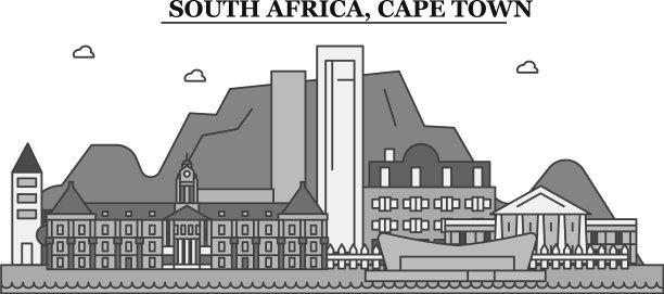南非开普敦城市天际线孤立图片下载