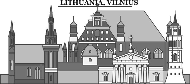 立陶宛维尔纽斯市天际线孤立图片下载