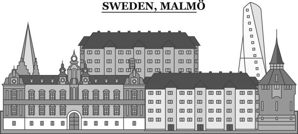 瑞典马尔默市天际线孤立图片下载