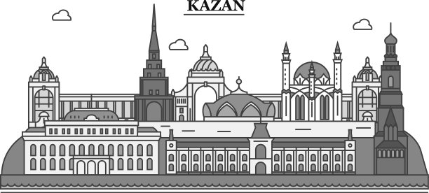 俄罗斯喀山市天际线孤立图片下载