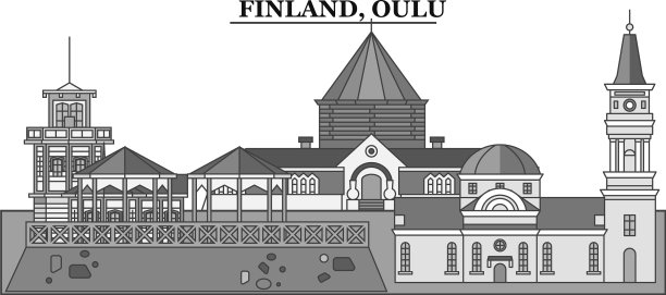 芬兰奥卢市天际线孤立图片下载