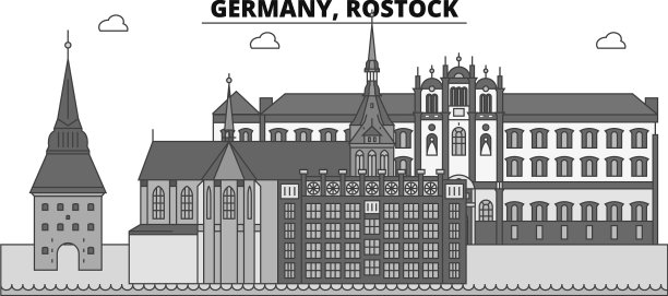 德国罗斯托克市的天际线孤立无援图片下载