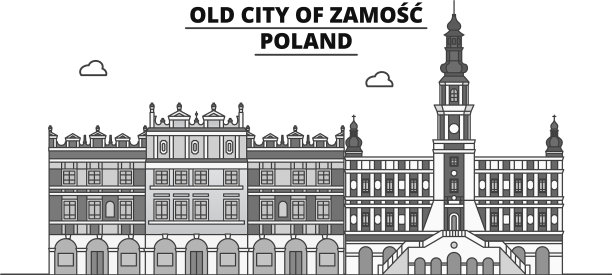 波兰扎摩斯克市的天际线孤立无援图片下载