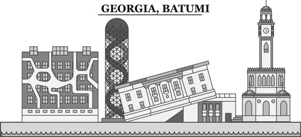 格鲁吉亚巴统市的天际线孤立无援图片下载