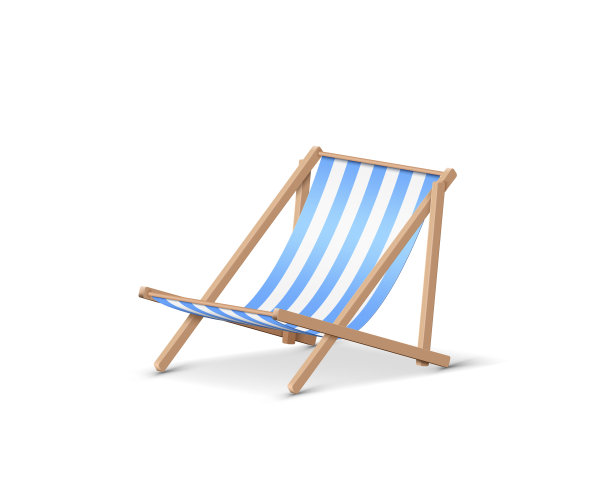 真实的夏季日光浴床木制沙滩椅3d图片下载