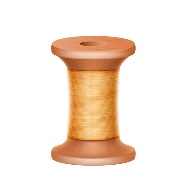 逼真的木制线轴与黄色线图片下载