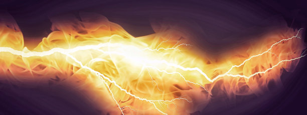火焰和闪电的3D插图图片下载