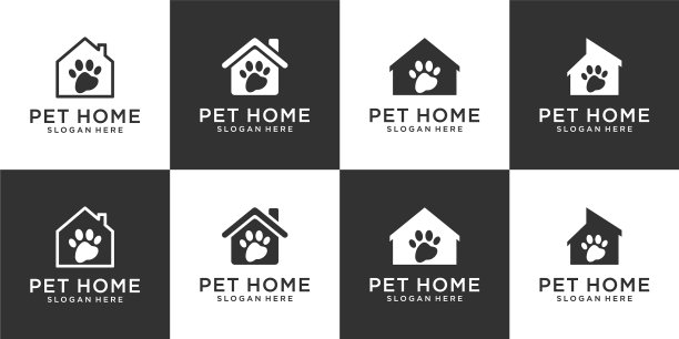 一套宠物家居标志设计模板图片下载