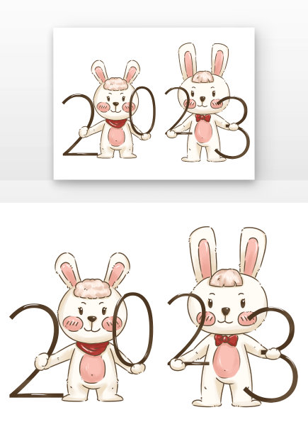 新年兔子拿着2023图片下载