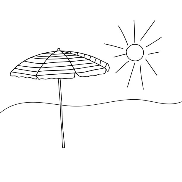 美丽的手绘时尚矢量插图伞孤立在一个白色背景涂色书。太阳图片下载