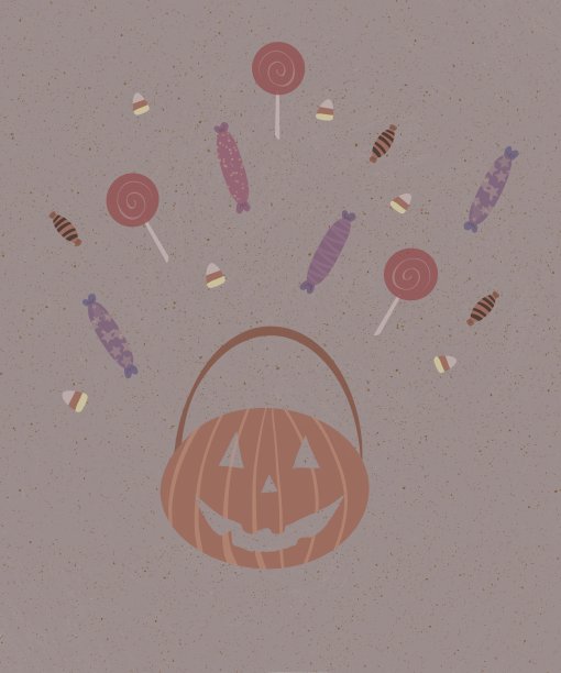 装着万圣节糖果的万圣节篮子图片下载