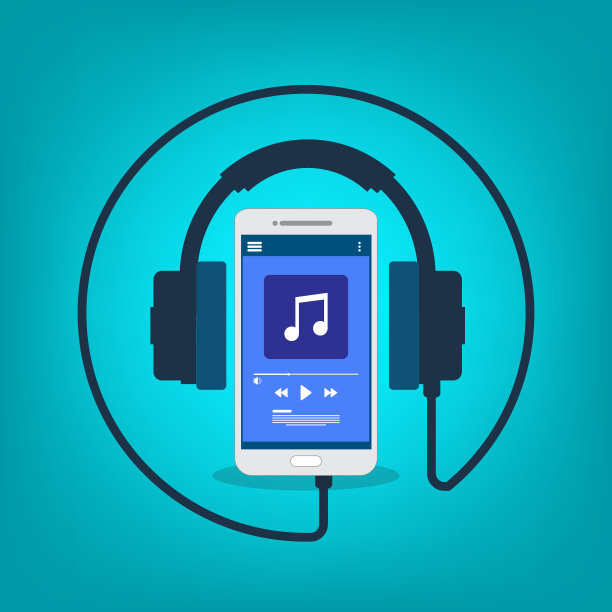 媒体播放器。移动音乐播放器矢量图标插画平面设计。图片下载