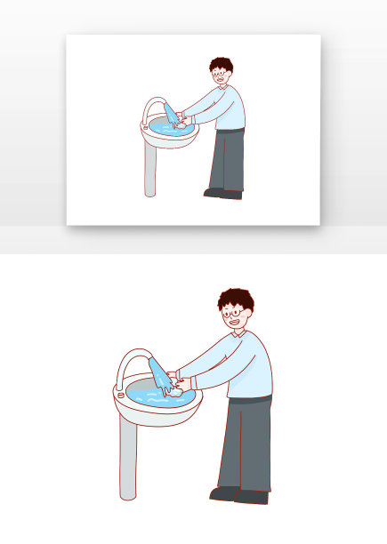 漫画洗手男孩图片下载