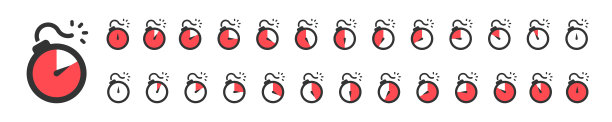 时间炸弹图标设置。炸弹秒表插图。矢量平面的计时器滴答符号图片下载