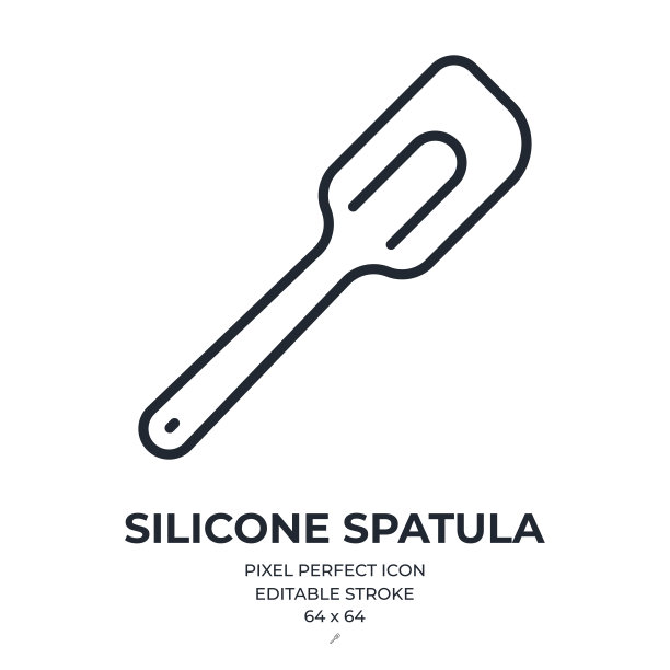 硅胶抹刀可编辑笔画轮廓图标隔离在白色背景平坦矢量插图。像素完美。64 x 64。图片下载