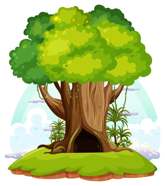 大树孤立的漫画图片下载