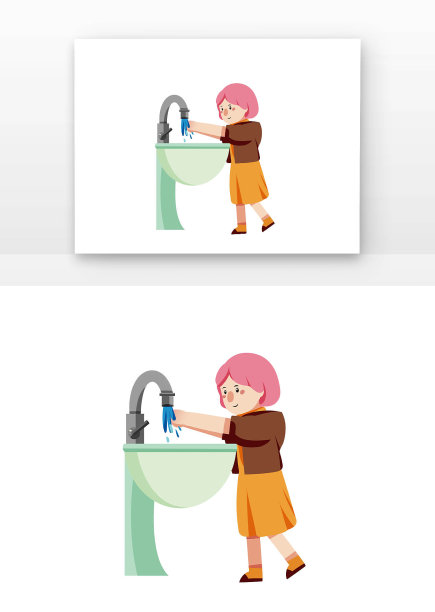 洗手池女孩洗手图片下载