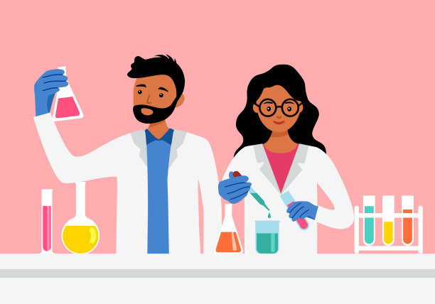 在化学实验室从事平面设计工作的科学家。从事研究工作的分析化学家。图片下载