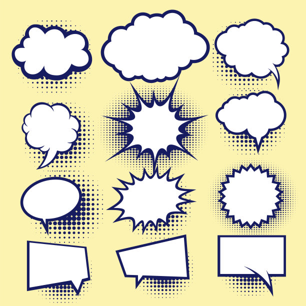 波普艺术漫画书杂志，演讲泡泡，气球，盒子信息图片下载