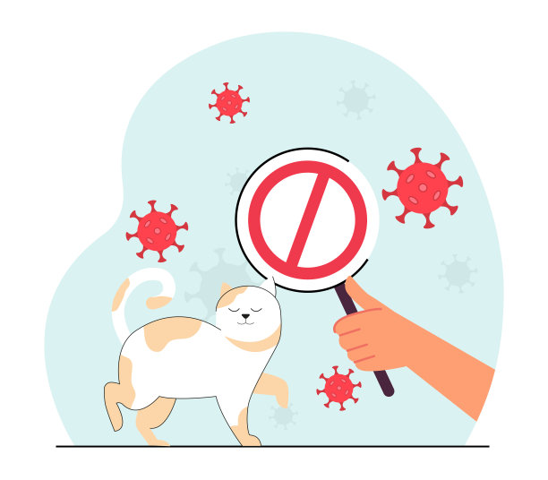 手举停止标志，保护猫远离病毒颗粒图片下载